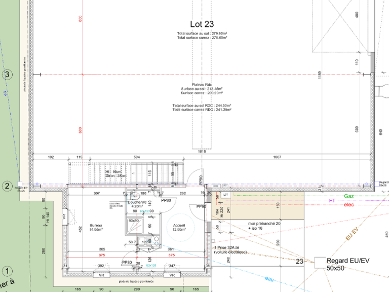 Plan du lot 23 - 280 m² - Parc d'activités Actyvours Oullins Pierre-Bénite